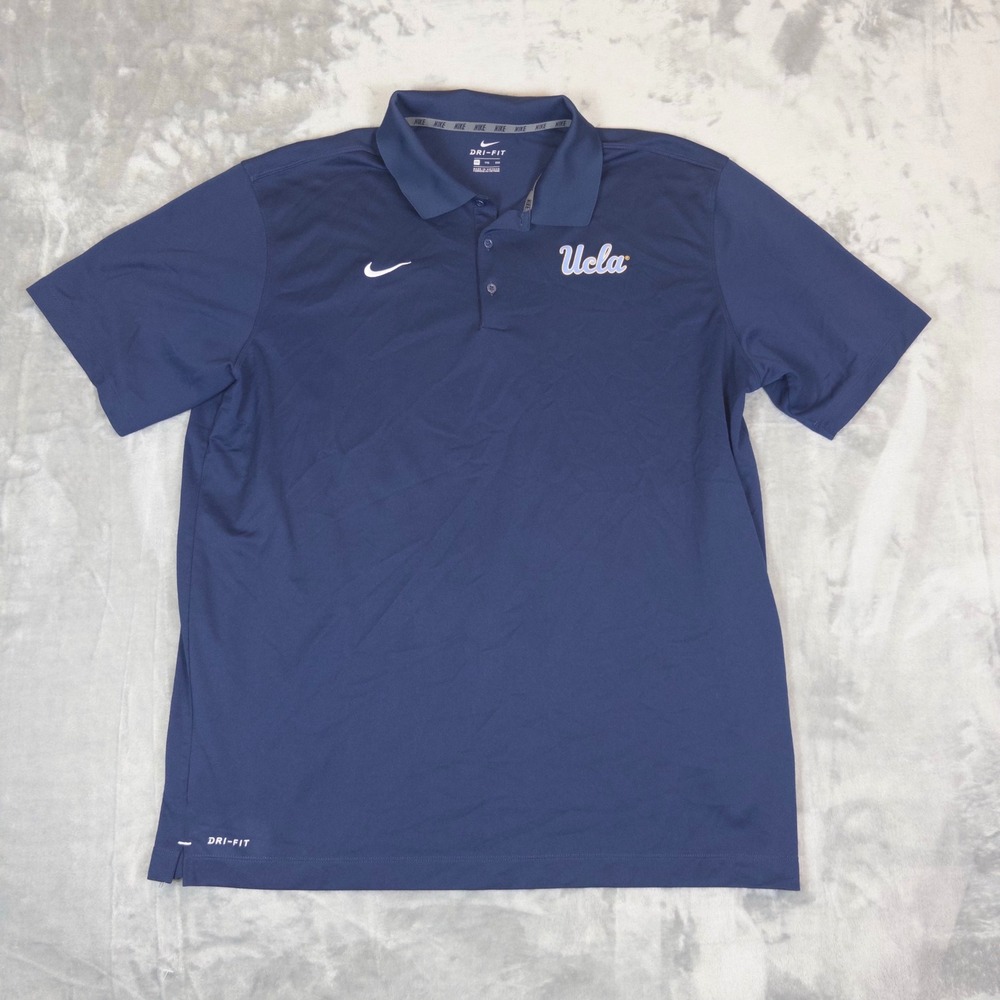 Nike Polo Shirt Mens XXL Blue UCLA Bruins Dri-FIT Short Sleeve College Football